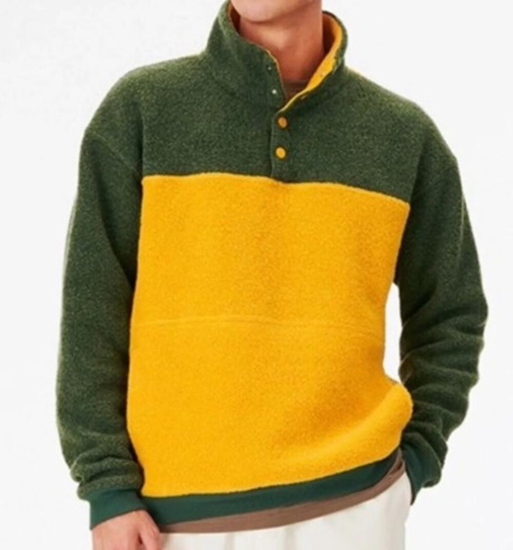 Outdoor Voices MegaFleece Quarter Snap Pullover Size M NWT Yellow Green Unisex